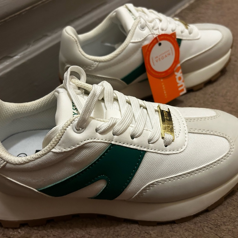 Lucky Brand White and Green Sneakers
